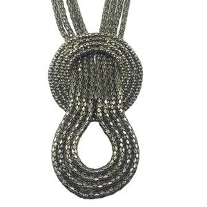 Gun Metal Statement Chain Multi Strand Fashion Necklace Silver J33